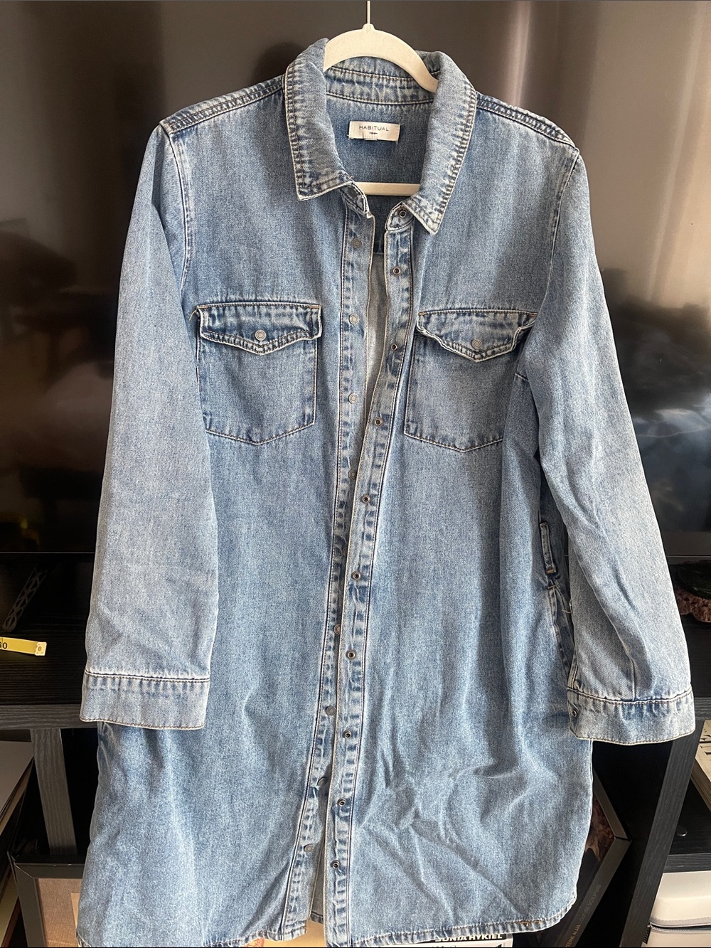 Habitual Light Blue Denim Longline Jacket Dress or Coat size L
